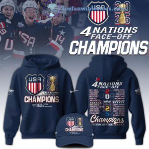 4 Nationas Face-Off 2025 Champions USA Hockey Special New Hoodie Cap