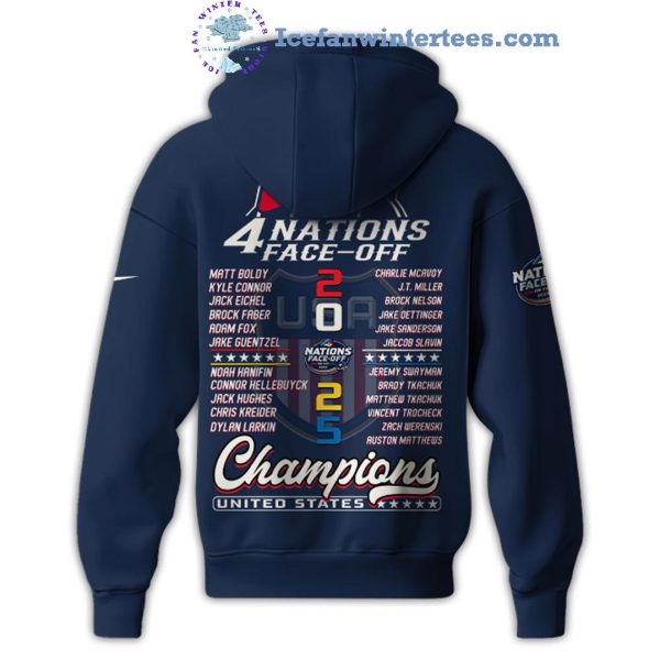 4 Nationas Face-Off 2025 Champions USA Hockey Special New Hoodie Cap