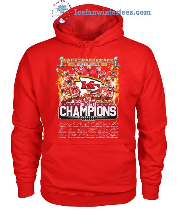 Back To Back To Back 2024-2025 Super Bowl Champions Kansas City Chiefs Limited Edition Unisex T-Shirt