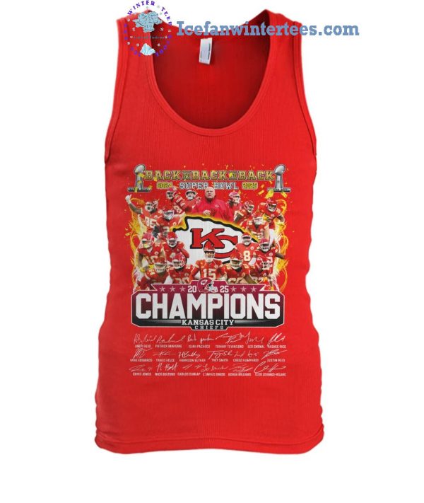 Back To Back To Back 2024-2025 Super Bowl Champions Kansas City Chiefs Limited Edition Unisex T-Shirt