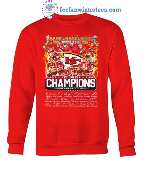 Back To Back To Back 2024-2025 Super Bowl Champions Kansas City Chiefs Limited Edition Unisex T-Shirt