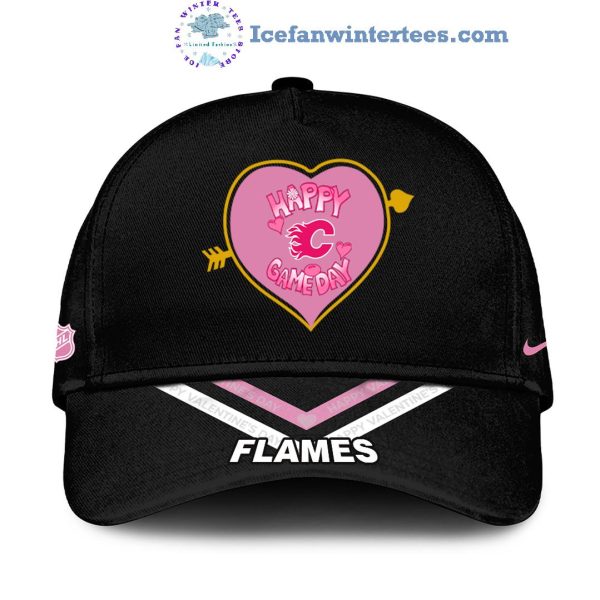 Calgary Flames x Happy Valentine’s Game Day 2025 Hoodie Cap