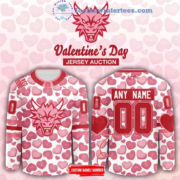 Columbus River Dragons x Valentines Day 2025 Custom Name And Number Limited Edition Hockey Jersey