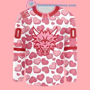 Columbus River Dragons x Valentines Day 2025 Custom Name And Number Limited Edition Hockey Jersey