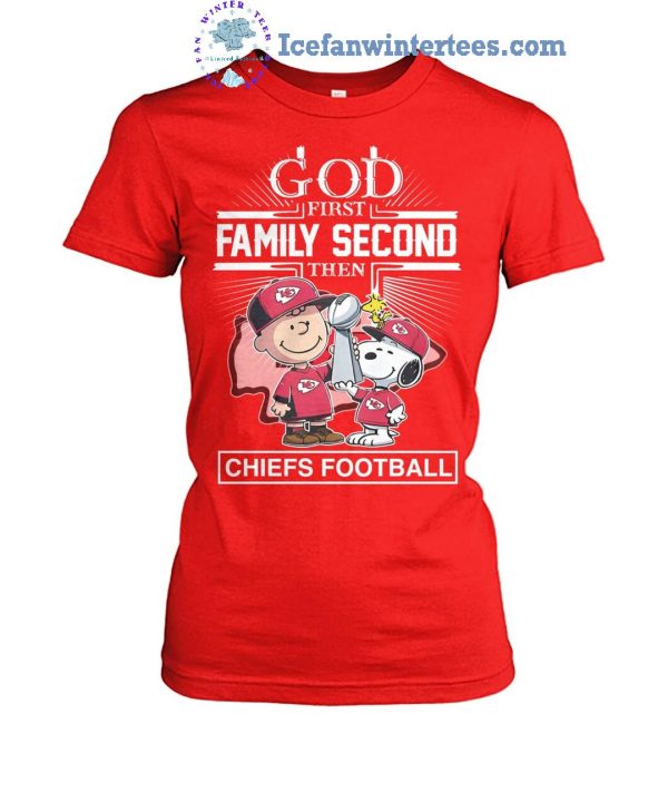 God First Family Second Then Kansas City Chiefs Football x Snoopy Limited Edition Unisex T-Shirt