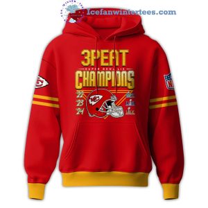 Kansas City Chiefs 3Peat Super Bowl LIX Champions 2022-2023-2024 Limited Edition Hoodie Longpants Cap