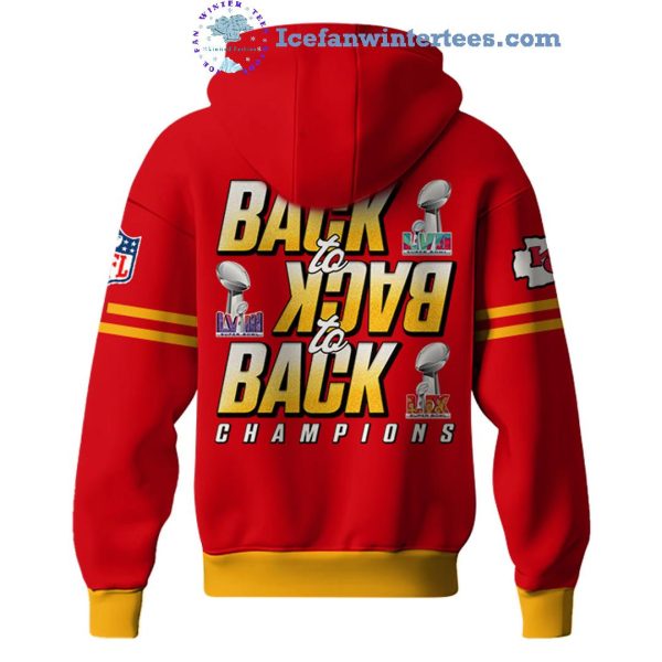 Kansas City Chiefs NFL 5X LIX Super Bowl Champions Back To Back To Back Hoodie Longpants Cap