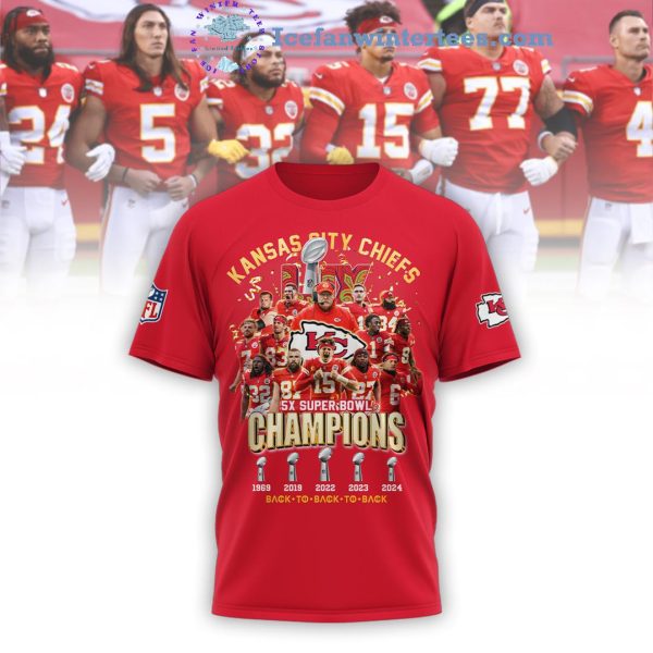 Kansas City Chiefs NFL 5X Super Bowl Champions 2024 Back To Back To Back Hoodie Longpants