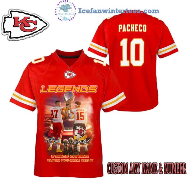 Kansas City Chiefs NFL Legends 2 Bros Chasing Their Fourth Title For Fans Custom Name & Numer Football Jersey