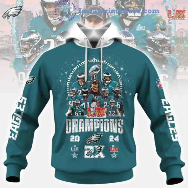 LIX Super Bowl Champions 2024 NFL Philadelphia Eagles 2X Hoodie Longpants