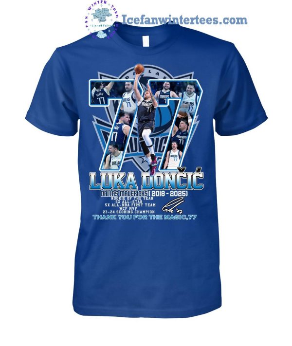 Luka Doncic 77 x Dallas Mavericks 2018-2025 Thank You For Magic 77 Limited Edition Unisex T-Shirt