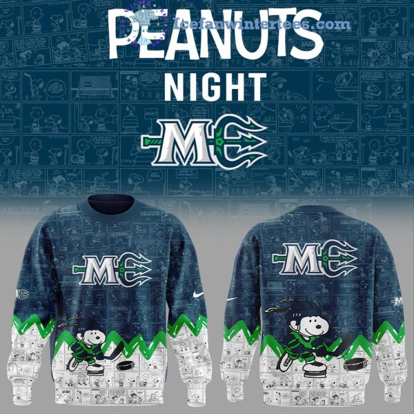 Maine Mariners 75th Anniversary Of Peanuts Night For Fans Limited Edition Hoodie Longpants Cap