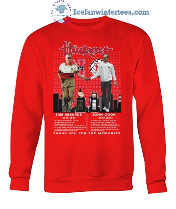 Nebraska Cornhuskers Tom Osborne 1973-1977 John Cook 2000-2025 Thank You For The Memories Unisex T-Shirt