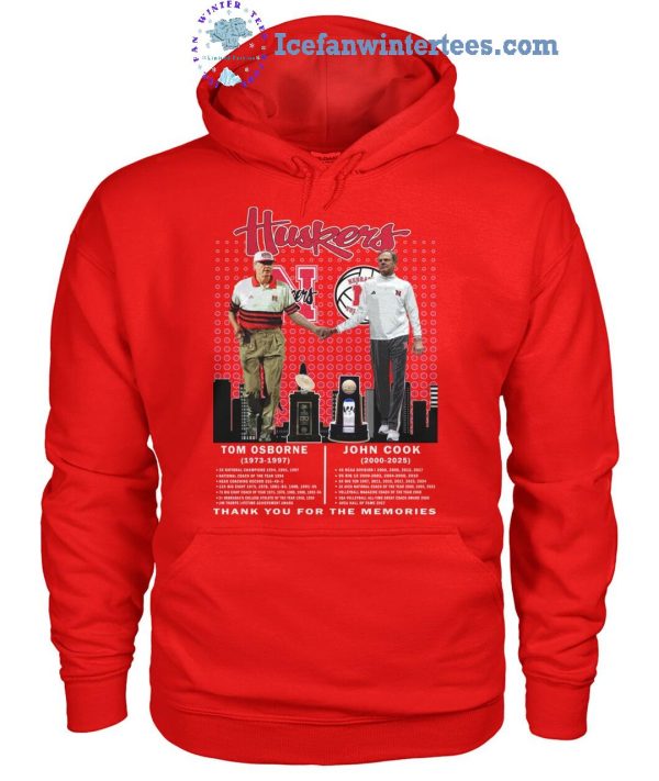 Nebraska Cornhuskers Tom Osborne 1973-1977 John Cook 2000-2025 Thank You For The Memories Unisex T-Shirt