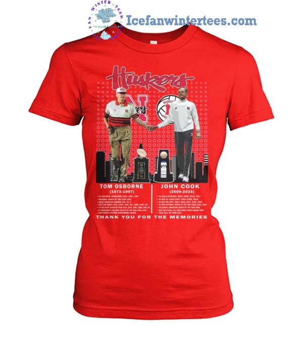 Nebraska Cornhuskers Tom Osborne 1973-1977 John Cook 2000-2025 Thank You For The Memories Unisex T-Shirt