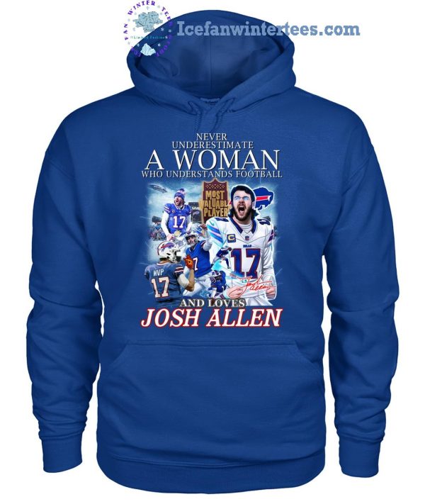 Never Underestimate A Woman Who Understands Football And Loves MVP Josh Allen Limited Edition Unisex T-Shirt