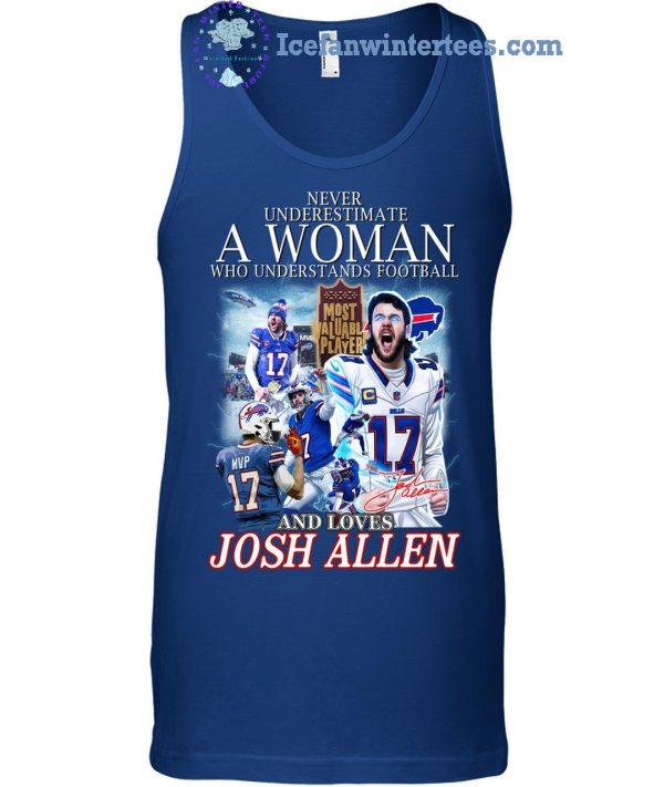 Never Underestimate A Woman Who Understands Football And Loves MVP Josh Allen Limited Edition Unisex T-Shirt