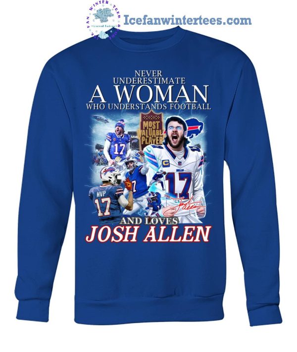 Never Underestimate A Woman Who Understands Football And Loves MVP Josh Allen Limited Edition Unisex T-Shirt