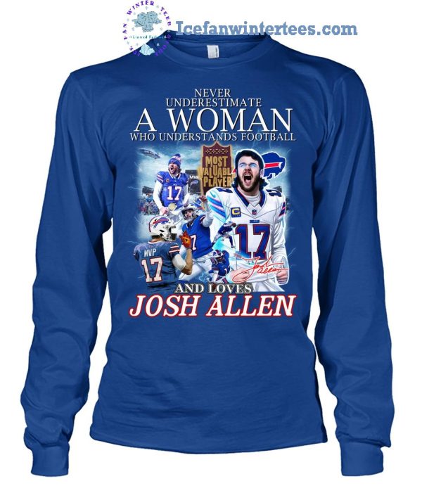 Never Underestimate A Woman Who Understands Football And Loves MVP Josh Allen Limited Edition Unisex T-Shirt