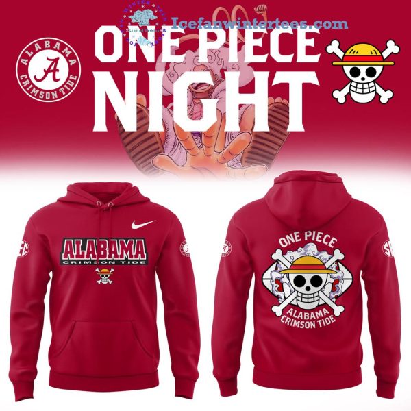 One Piece Night X Alabama Crimson Tide For Fans 2025 Limited Edition Hoodie Longpants Cap