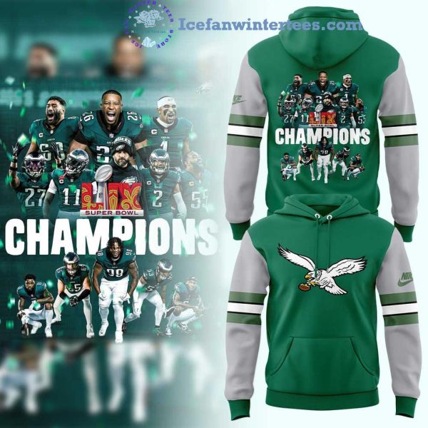 Philadelphia Eagles 2025 NFL Super Bowl LIX Champions Green Hoodie Lonpants