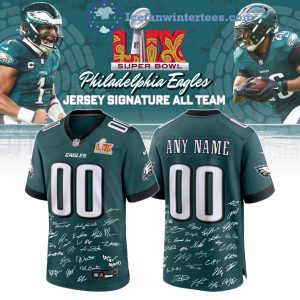 Philadelphia Eagles Champions Super Bowl 2025 Singatures Custom Name And Number Limited Editions Jersey