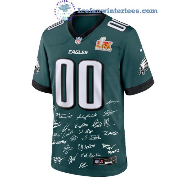 Philadelphia Eagles Champions Super Bowl 2025 Singatures Custom Name And Number Limited Editions Jersey