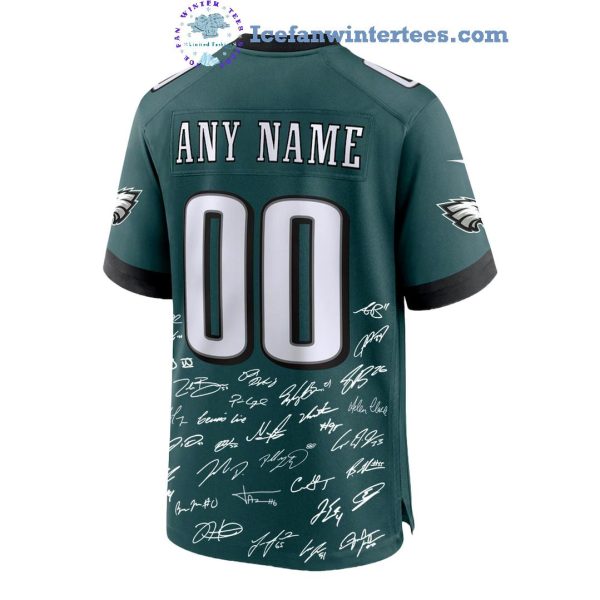 Philadelphia Eagles Champions Super Bowl 2025 Singatures Custom Name And Number Limited Editions Jersey