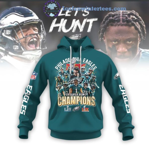 Philadelphia Eagles NFL 2X Super Bowl Champions 2024 Unisex 3D T-Shirt Hoodie