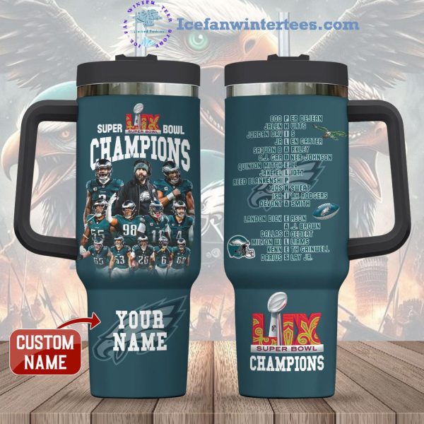 Philadelphia Eagles NFL Super Bowl LIX Champions 2025 Custom Name Stanley Tumbler 40oz