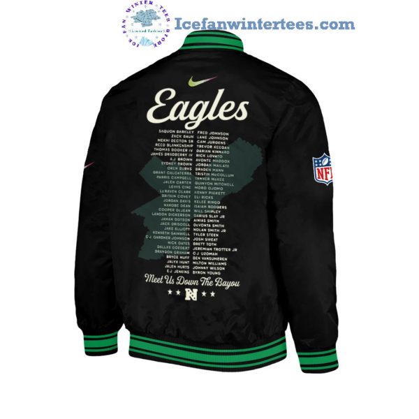 Philadelphia Eagles NFL Super Bowl LIX Champions Meet Us Down The Bayou Limited Edition Baseball Jacket