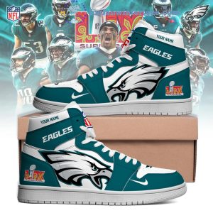 Philadelphia Eagles Super Bowl Lix Champions 2024 Custom Name Air Jordan Hightop