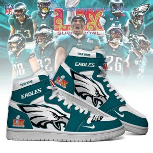 Philadelphia Eagles Super Bowl Lix Champions 2024 Custom Name Air Jordan Hightop