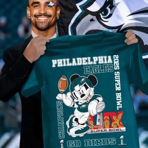 Philadelphia Eagles x Mickey Mouse 2025 Super Bowl LIX Champions Go Birds Limited Edition T-Shirt