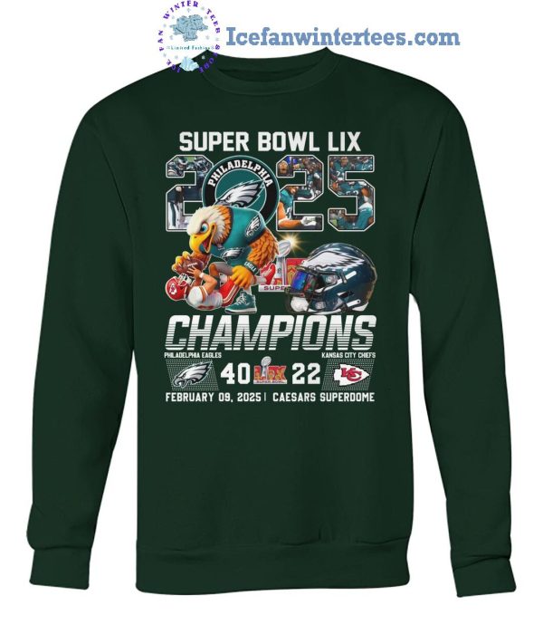 Super Bowl LIX 2025 Philadelphia Eagles Champions 40-22 Limited Edition T-Shirt