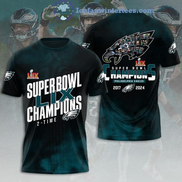 Super Bowl LIX Champions 2-Time Philadelphia Eagles 2017-2024 Unisex 3D T-Shirt