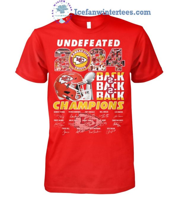 Undefeated 2024 Kansas City Chiefs Champions Back To Back To Back Limited Edition Unisex T-Shirt