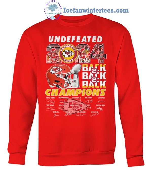 Undefeated 2024 Kansas City Chiefs Champions Back To Back To Back Limited Edition Unisex T-Shirt