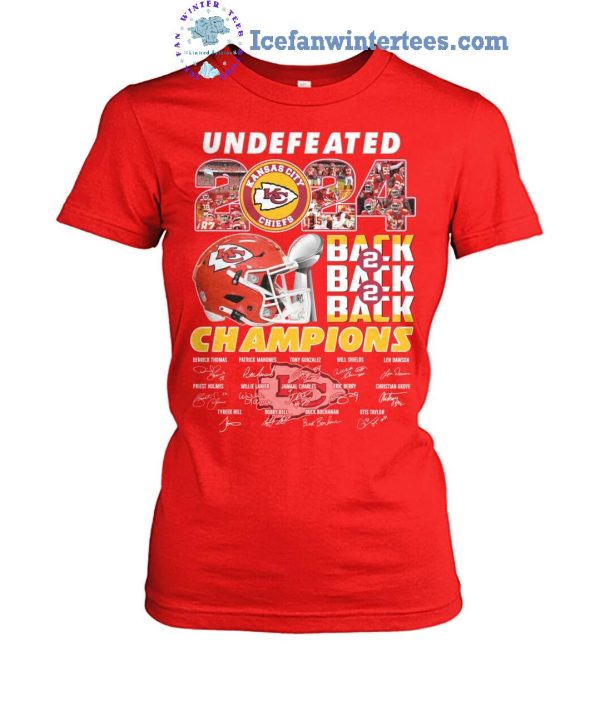 Undefeated 2024 Kansas City Chiefs Champions Back To Back To Back Limited Edition Unisex T-Shirt