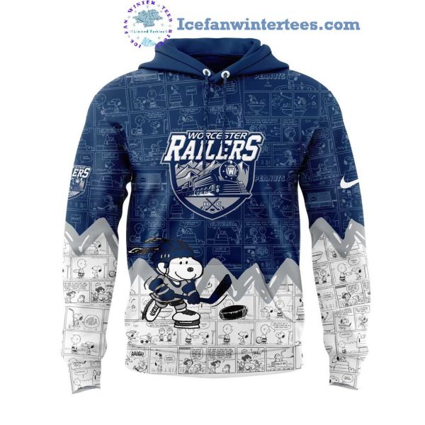 Worcester Railers 75th Anniversary Of Peanuts Night For Fans Limited Edition Hoodie Longpants Cap